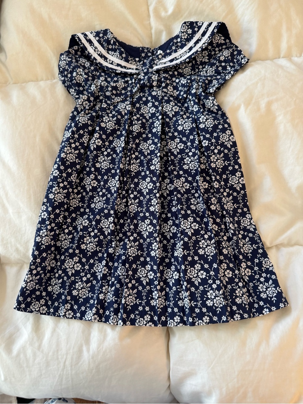 Janie & Jack Navy Floral Sailor Collar Baby Dress NWT